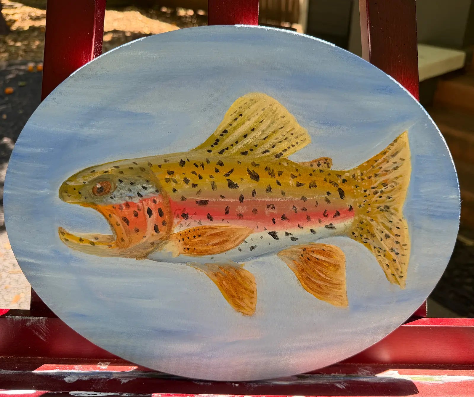 Rainbow Trout (May 2026) 11x8 Inch Oval Original